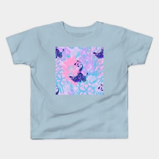 floral pink peacock Kids T-Shirt